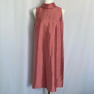 NEW TALBOTS 100% Silk Sleeveless Cowl Neck Dress Size 6 Petite Pink Knee Length